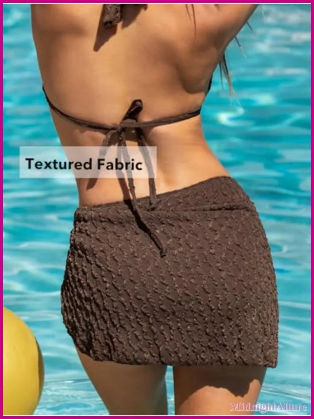 Women's 3 Piece Textured Halter Bikini Set High Stretch Removable Pads